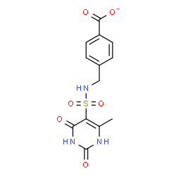 ChemSpider 2D Image | 4-({[(6-Methyl-2,4-dioxo-1,2,3,4-tetrahydro-5-pyrimidinyl)sulfonyl]amino}methyl)benzoate | C13H12N3O6S