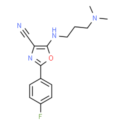 ChemSpider 2D Image | 5-{[3-(Dimethylamino)propyl]amino}-2-(4-fluorophenyl)-1,3-oxazole-4-carbonitrile | C15H17FN4O