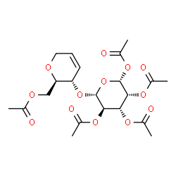 ChemSpider 2D Image | (2R,3R,4R,5R,6R)-6-{[(2R,3S)-2-(Acetoxymethyl)-3,6-dihydro-2H-pyran-3-yl]oxy}tetrahydro-2H-pyran-2,3,4,5-tetrayl tetraacetate | C21H28O13