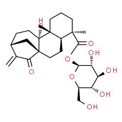 ChemSpider 2D Image | 1-O-[(5beta,8alpha,9beta,10alpha,13alpha)-9-Hydroxy-15,18-dioxokaur-16-en-18-yl]-beta-D-glucopyranose | C26H38O9