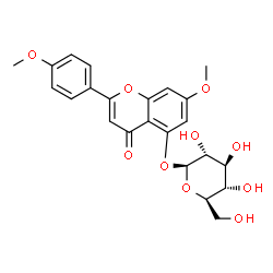 ChemSpider 2D Image | 7-Methoxy-2-(4-methoxyphenyl)-4-oxo-4H-chromen-5-yl beta-D-glucopyranoside | C23H24O10