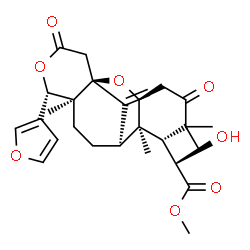 ChemSpider 2D Image | Methyl (2S)-[(1S,3S,7R,8R,9R,12S,13S)-13-(3-furyl)-6,6,8,12-tetramethyl-17-methylene-5,15-dioxo-2,14-dioxatetracyclo[7.7.1.0~1,12~.0~3,8~]heptadec-7-yl](hydroxy)acetate | C27H34O8