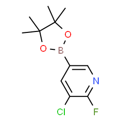 ChemSpider 2D Image | 3-Chloro-2-fluoro-5-(4,4,5,5-tetramethyl-1,3,2-dioxaborolan-2-yl)pyridine | C11H14BClFNO2