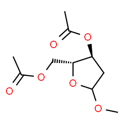 ChemSpider 2D Image | Methyl 3,5-di-O-acetyl-2-deoxy-D-erythro-pentofuranoside | C10H16O6