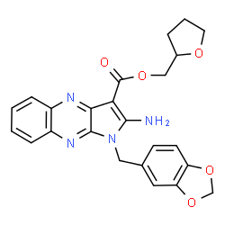 ChemSpider 2D Image | Tetrahydro-2-furanylmethyl 2-amino-1-(1,3-benzodioxol-5-ylmethyl)-1H-pyrrolo[2,3-b]quinoxaline-3-carboxylate | C24H22N4O5