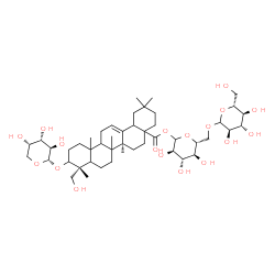 ChemSpider 2D Image | 1-O-[(5xi,8xi,9xi,10xi,17xi,18xi)-3-(alpha-L-Arabinopyranosyloxy)-23-hydroxy-28-oxoolean-12-en-28-yl]-6-O-D-glucopyranosyl-D-glucopyranose | C47H76O18