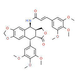 ChemSpider 2D Image | (2E)-N-[(5S,5aS,8aR,9R)-8-Oxo-9-(3,4,5-trimethoxyphenyl)-5,5a,6,8,8a,9-hexahydrofuro[3',4':6,7]naphtho[2,3-d][1,3]dioxol-5-yl]-3-(3,4,5-trimethoxyphenyl)acrylamide | C34H35NO11