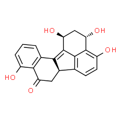 ChemSpider 2D Image | (1S,3S,6bR)-1,3,4,9-Tetrahydroxy-2,3,6b,7-tetrahydrobenzo[j]fluoranthen-8(1H)-one | C20H16O5