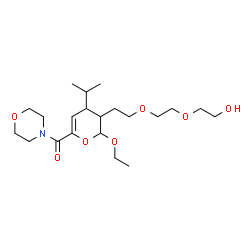 ChemSpider 2D Image | (2-Ethoxy-3-{2-[2-(2-hydroxyethoxy)ethoxy]ethyl}-4-isopropyl-3,4-dihydro-2H-pyran-6-yl)(4-morpholinyl)methanone | C21H37NO7