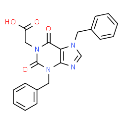 ChemSpider 2D Image | (3,7-Dibenzyl-2,6-dioxo-2,3,6,7-tetrahydro-1H-purin-1-yl)acetic acid | C21H18N4O4