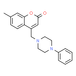 ChemSpider 2D Image | 7-Methyl-4-[(4-phenyl-1-piperazinyl)methyl]-2H-chromen-2-one | C21H22N2O2