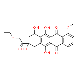 ChemSpider 2D Image | 8-(Ethoxyacetyl)-6,8,10,11-tetrahydroxy-1-methoxy-7,8,9,10-tetrahydro-5,12-tetracenedione | C23H22O9