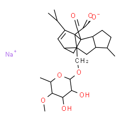ChemSpider 2D Image | Sodium 2-{[(6-deoxy-4-O-methylhexopyranosyl)oxy]methyl}-9-formyl-13-isopropyl-5-methyltetracyclo[7.4.0.0~2,11~.0~4,8~]tridec-12-ene-1-carboxylate | C27H39NaO8
