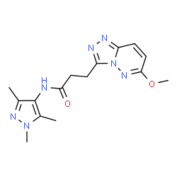 ChemSpider 2D Image | 3-(6-Methoxy[1,2,4]triazolo[4,3-b]pyridazin-3-yl)-N-(1,3,5-trimethyl-1H-pyrazol-4-yl)propanamide | C15H19N7O2