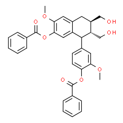ChemSpider 2D Image | 4-[(2R,3R)-7-(Benzoyloxy)-2,3-bis(hydroxymethyl)-6-methoxy-1,2,3,4-tetrahydro-1-naphthalenyl]-2-methoxyphenyl benzoate | C34H32O8