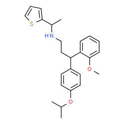 ChemSpider 2D Image | 3-(4-Isopropoxyphenyl)-3-(2-methoxyphenyl)-N-[1-(2-thienyl)ethyl]-1-propanamine | C25H31NO2S