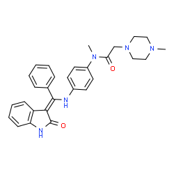 ChemSpider 2D Image | N-Methyl-2-(4-methyl-1-piperazinyl)-N-(4-{[(Z)-(2-oxo-1,2-dihydro-3H-indol-3-ylidene)(phenyl)methyl]amino}phenyl)acetamide | C29H31N5O2