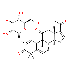 ChemSpider 2D Image | 2-hydroxy-(22-27)-hexanorcucurbita-1,5,16-triene-3,11,20-trione 2-O-beta-D-glucopyranoside | C30H40O9