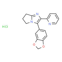 ChemSpider 2D Image | 3-(1,3-Benzodioxol-5-yl)-2-(2-pyridinyl)-6,7-dihydro-5H-pyrrolo[1,2-a]imidazole hydrochloride (1:1) | C18H16ClN3O2