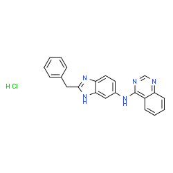 ChemSpider 2D Image | N-(2-Benzyl-1H-benzimidazol-5-yl)-4-quinazolinamine hydrochloride (1:1) | C22H18ClN5