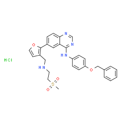 ChemSpider 2D Image | N-[4-(Benzyloxy)phenyl]-6-[3-({[2-(methylsulfonyl)ethyl]amino}methyl)-2-furyl]-4-quinazolinamine hydrochloride (1:1) | C29H29ClN4O4S