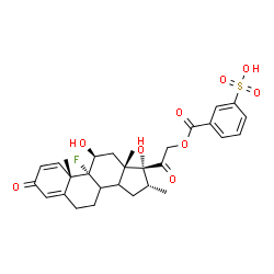 ChemSpider 2D Image | 3-({[(8xi,11beta,14xi,16alpha)-9-Fluoro-11,17-dihydroxy-16-methyl-3,20-dioxopregna-1,4-dien-21-yl]oxy}carbonyl)benzenesulfonic acid | C29H33FO9S