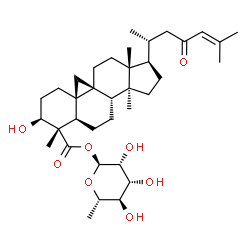 ChemSpider 2D Image | 6-Deoxy-1-O-[(3beta,9beta)-3-hydroxy-23,28-dioxo-9,19-cyclolanost-24-en-28-yl]-alpha-L-mannopyranose | C36H56O8