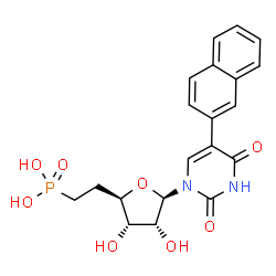 ChemSpider 2D Image | 1-(5,6-Dideoxy-6-phosphono-beta-D-ribo-hexofuranosyl)-5-(2-naphthyl)-2,4(1H,3H)-pyrimidinedione | C20H21N2O8P