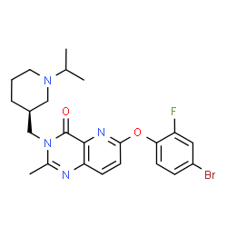 ChemSpider 2D Image | 6-(4-Bromo-2-fluorophenoxy)-3-{[(3S)-1-isopropyl-3-piperidinyl]methyl}-2-methylpyrido[3,2-d]pyrimidin-4(3H)-one | C23H26BrFN4O2