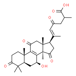 ChemSpider 2D Image | (7beta,20E)-7-Hydroxy-3,11,15,23-tetraoxolanosta-8,20(22)-dien-26-oic acid | C30H40O7