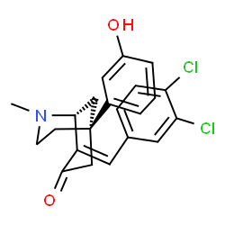 ChemSpider 2D Image | (1R,5S,8E)-8-(3,4-Dichlorobenzylidene)-5-(3-hydroxyphenyl)-2-methyl-2-azabicyclo[3.3.1]nonan-7-one | C22H21Cl2NO2