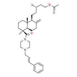 ChemSpider 2D Image | (3S)-5-[(1S,4aR,5S,8aR)-5,8a-Dimethyl-2-methylene-5-({4-[(2E)-3-phenyl-2-propen-1-yl]-1-piperazinyl}carbonyl)decahydro-1-naphthalenyl]-3-methylpentyl acetate | C35H52N2O3