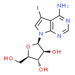 ChemSpider 2D Image | 7-(beta-D-Arabinofuranosyl)-5-iodo-7H-pyrrolo[2,3-d]pyrimidin-4-amine | C11H13IN4O4