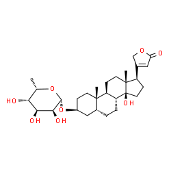 ChemSpider 2D Image | (3beta,5beta)-3-[(6-Deoxy-beta-L-gulopyranosyl)oxy]-14-hydroxycard-20(22)-enolide | C29H44O8
