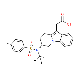 ChemSpider 2D Image | [(7R)-7-{[(4-Fluorophenyl)sulfonyl][(~3~H_3_)methyl]amino}-6,7,8,9-tetrahydropyrido[1,2-a]indol-10-yl]acetic acid | C21H18T3FN2O4S