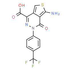 ChemSpider 2D Image | 5-Amino-4-oxo-3-[4-(trifluoromethyl)phenyl]-3,4-dihydrothieno[3,4-d]pyridazine-1-carboxylic acid | C14H8F3N3O3S