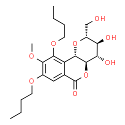 ChemSpider 2D Image | (2R,3S,4S,4aR,10bS)-8,10-Dibutoxy-3,4-dihydroxy-2-(hydroxymethyl)-9-methoxy-3,4,4a,10b-tetrahydropyrano[3,2-c]isochromen-6(2H)-one | C22H32O9