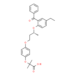 ChemSpider 2D Image | 2-{4-[(3R)-3-(2-Benzoyl-4-ethylphenoxy)butoxy]phenoxy}-2-methylpropanoic acid | C29H32O6
