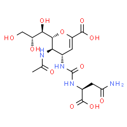 ChemSpider 2D Image | (2R,3R,4S)-3-Acetamido-4-({[(1S)-3-amino-1-carboxy-3-oxopropyl]carbamoyl}amino)-2-[(1R,2R)-1,2,3-trihydroxypropyl]-3,4-dihydro-2H-pyran-6-carboxylic acid | C16H24N4O11