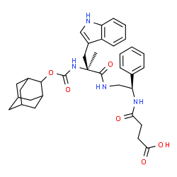 ChemSpider 2D Image | 4-{[(1R)-2-({N-[(Adamantan-2-yloxy)carbonyl]-alpha-methyl-L-tryptophyl}amino)-1-phenylethyl]amino}-4-oxobutanoic acid | C35H42N4O6