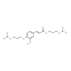 ChemSpider 2D Image | 3-(Nitrooxy)propyl (2E)-3-{3-methoxy-4-[3-(nitrooxy)propoxy]phenyl}acrylate | C16H20N2O10