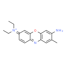 ChemSpider 2D Image | 7-Amino-N,N-diethyl-8-methyl-3H-phenoxazin-3-iminium | C17H20N3O