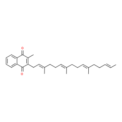 ChemSpider 2D Image | 2-Methyl-3-[(2E,6E,10E,14E)-3,7,11-trimethyl-2,6,10,14-hexadecatetraen-1-yl]-1,4-naphthoquinone | C30H38O2