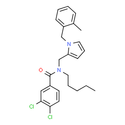 ChemSpider 2D Image | 3,4-Dichloro-N-{[1-(2-methylbenzyl)-1H-pyrrol-2-yl]methyl}-N-pentylbenzamide | C25H28Cl2N2O