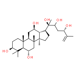 ChemSpider 2D Image | (3beta,6alpha,12beta,24S)-Dammar-25-ene-3,6,12,20,22,24-hexol | C30H52O6