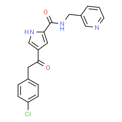 ChemSpider 2D Image | 4-[(4-Chlorophenyl)acetyl]-N-(3-pyridinylmethyl)-1H-pyrrole-2-carboxamide | C19H16ClN3O2
