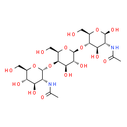 ChemSpider 2D Image | alpha-D-GlcpNAc-(1->4)-beta-D-Galp-(1->4)-beta-D-GlcpNAc | C22H38N2O16