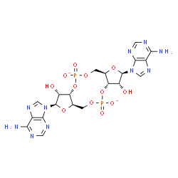 ChemSpider 2D Image | (2R,3R,3aS,7aR,9R,10R,10aS,14aR)-2,9-Bis(6-amino-9H-purin-9-yl)-3,10-dihydroxyoctahydro-2H,7H-difuro[3,2-d:3',2'-j][1,3,7,9,2,8]tetraoxadiphosphacyclododecine-5,12-diolate 5,12-dioxide | C20H22N10O12P2