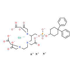 ChemSpider 2D Image | Gadolinium hydrogen 4-[bis(carboxylatomethyl)amino]-6,9-bis(carboxylatomethyl)-1-[(4,4-diphenylcyclohexyl)oxy]-1-oxido-2-oxa-6,9-diaza-1-phosphaundecan-11-oate 1-oxide (1:3:1) | C33H41GdN3O14P