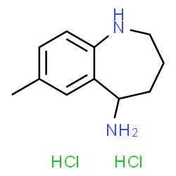 ChemSpider 2D Image | 7-Methyl-2,3,4,5-tetrahydro-1H-1-benzazepin-5-amine dihydrochloride | C11H18Cl2N2
